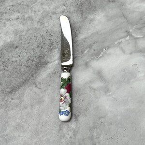 Crown Staffordshire England Stainless‎ Butter Knife Floral Porcelain Handle